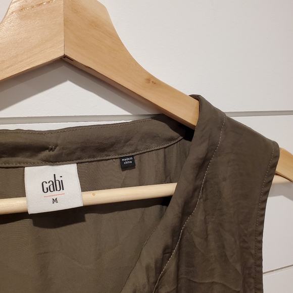 Cabi M tank top olive green oversized long shirt flowy lightweight sleeveless - Picture 6 of 16